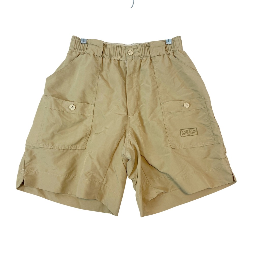 AFTCO Original Fishing‎ Shorts Mens Size 30 Tan Nylon Cargo Quick Dry Outdoor